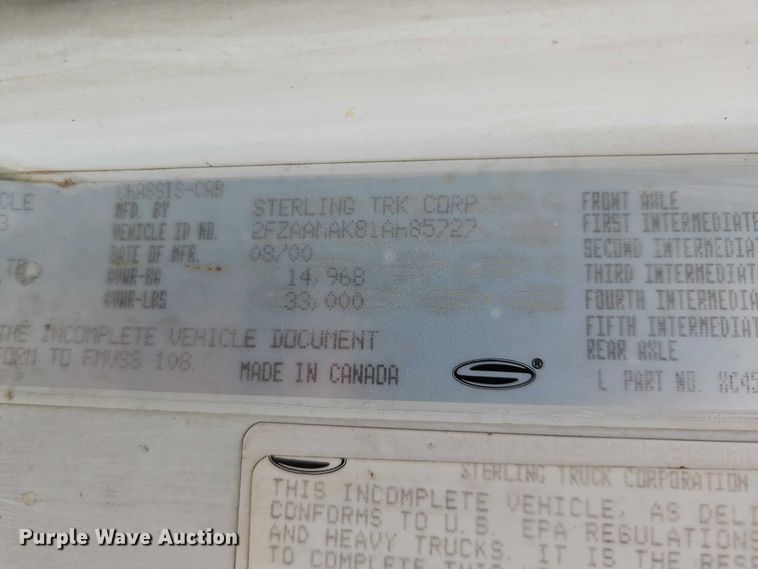 image for item EO7202 2001 Sterling Acterra utility / service truck