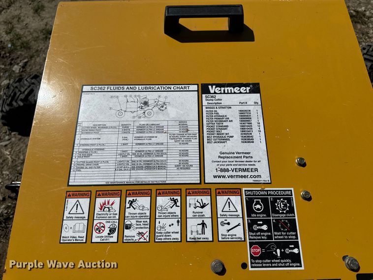 image for item EQ5013 2017 Vermeer SC362 stump grinder