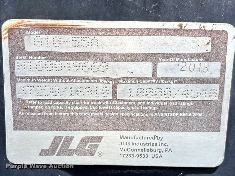 image for item ER7526 2013 JLG G10-55A telehandler