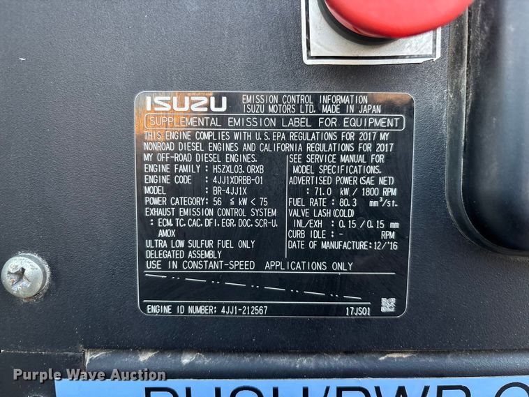 image for item ER7534 2017 Atlas Copco 70 KVA ID HB generator