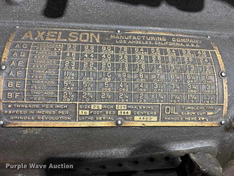 image for item ES8739 Axelson metal lathe