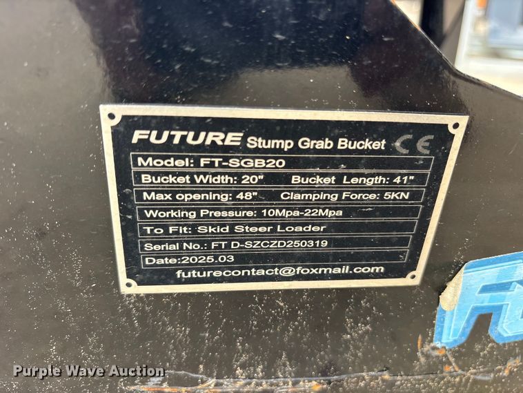 image for item ES8789 2025 Future FT-SGB20 skid steer log grapple bucket