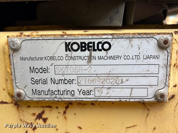 image for item ES8892 2013 Kobelco SK70SR-2 mini excavator