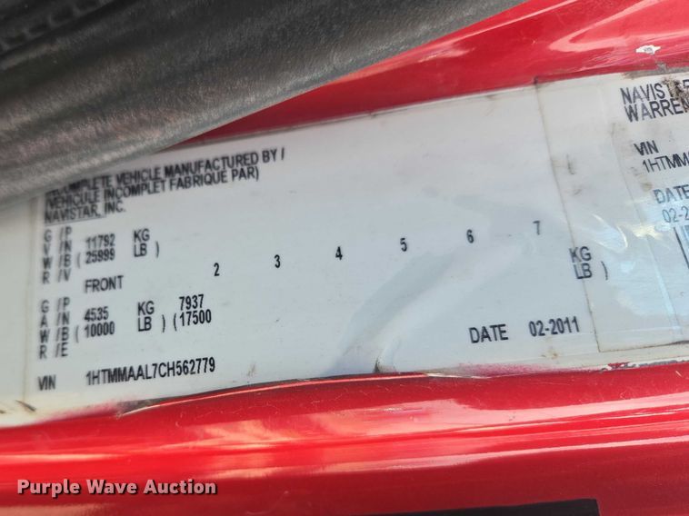 image for item ET1499 2012 International 4300 dump truck