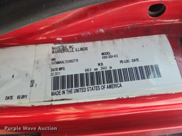 image for item ET1499 2012 International 4300 dump truck