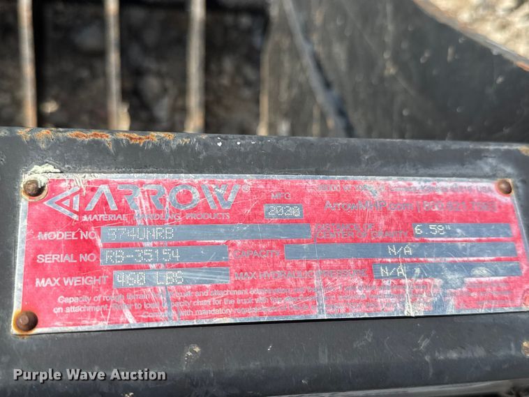 image for item ET1951 2020 Arrow 374UNRB skid steer rock bucket