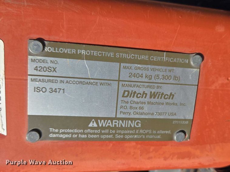 image for item ET5222 2007 Ditch Witch 420SX trencher