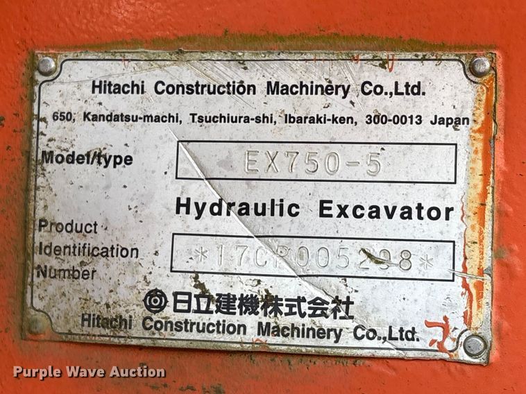 image for item EU0511 1999 Hitachi EX750-5 excavator