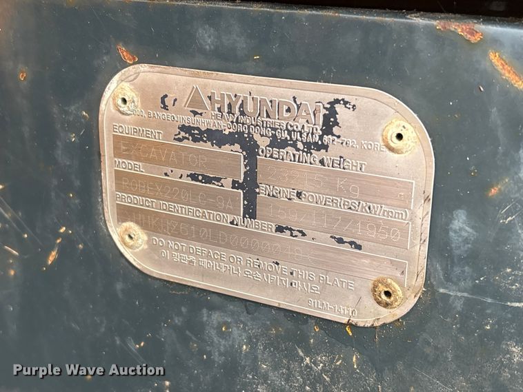 image for item EU0525 2013 Hyundai Robex 220LC-9A excavator