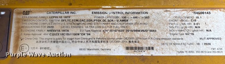 image for item EU4832 2020 Caterpillar 395 excavator