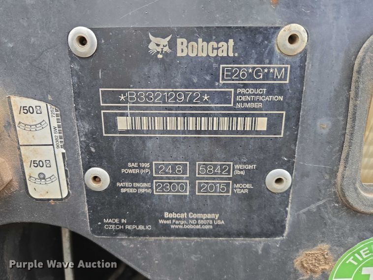image for item EV5581 2015 Bobcat E26 mini excavator