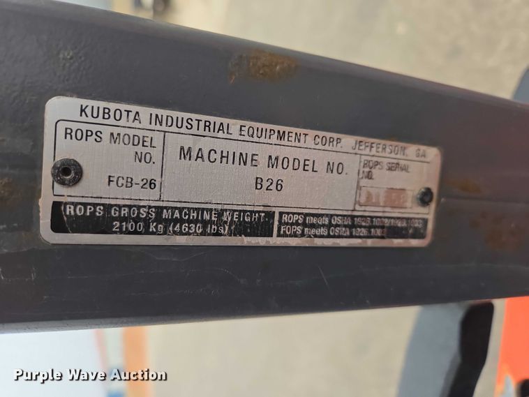 image for item EV5582 Kubota B26 HST backhoe