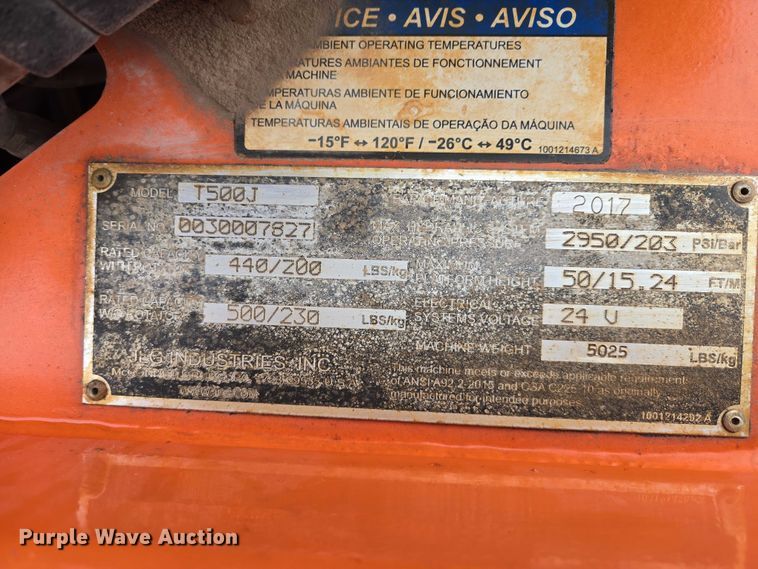 image for item EV5584 2017 JLG T500J boom lift