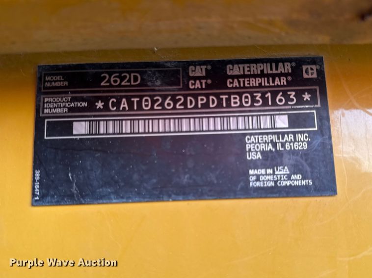 image for item EV7659 2015 Caterpillar 262D skid steer loader