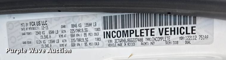 image for item EV7699 2016 RAM 5500 bucket truck