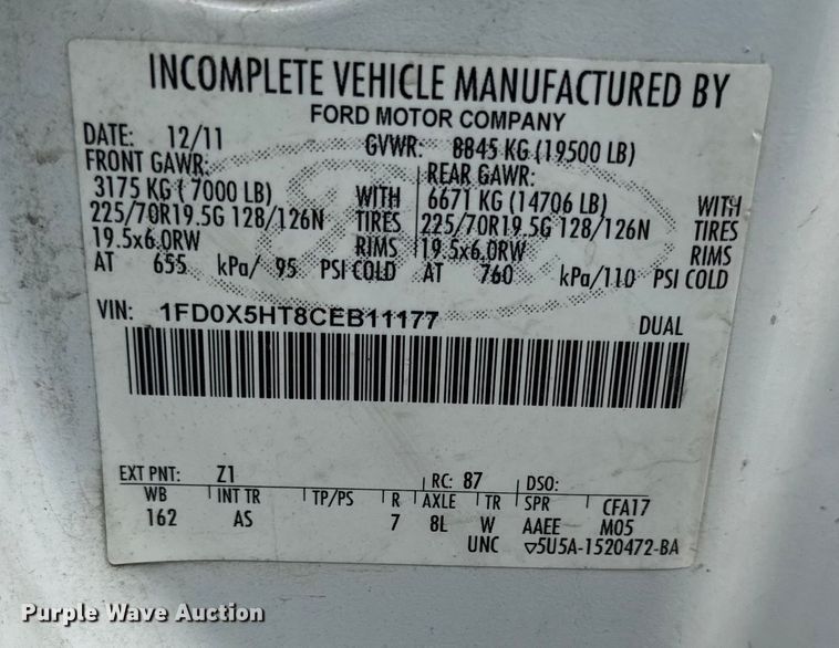 image for item EV7700 2012 Ford F550 bucket truck