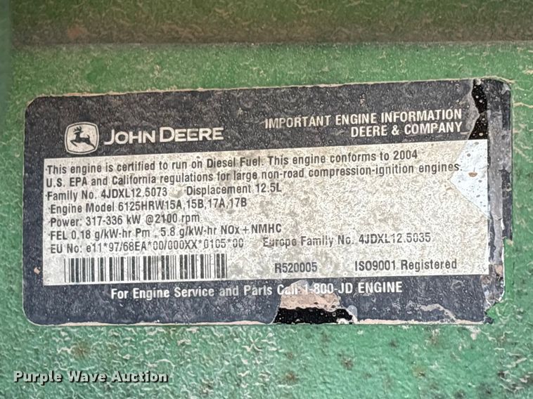 image for item FC2128 2005 John Deere 9520 Scraper Special 4WD tractor