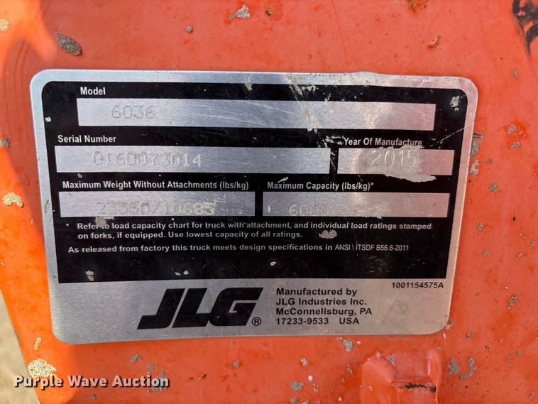 image for item FC2167 2015 Skytrak 6036 telehandler