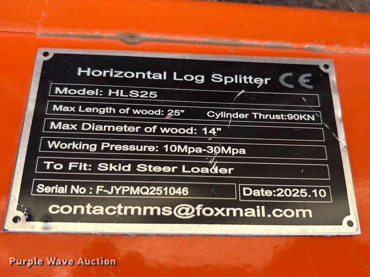 image for item FC2181 HLS25 skid steer log splitter