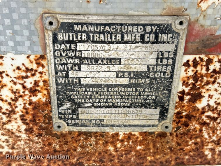 image for item FC5308 2003 Butler BPHD-1000-A pole trailer