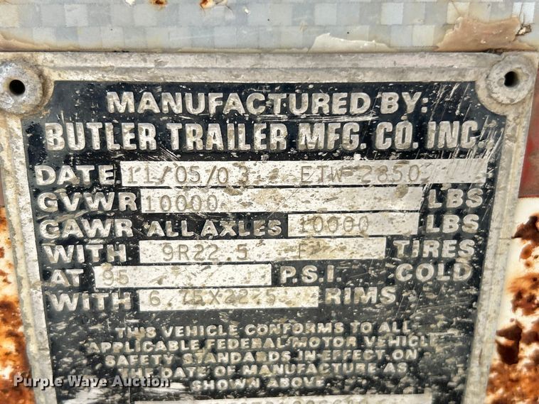 image for item FC5308 2003 Butler BPHD-1000-A pole trailer
