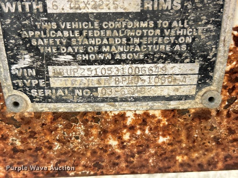 image for item FC5308 2003 Butler BPHD-1000-A pole trailer
