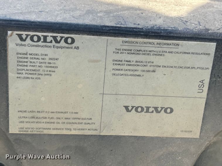 image for item FC5374 2012 Volvo A35F articulated haul truck