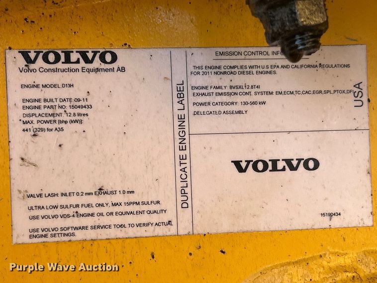 image for item FC5374 2012 Volvo A35F articulated haul truck