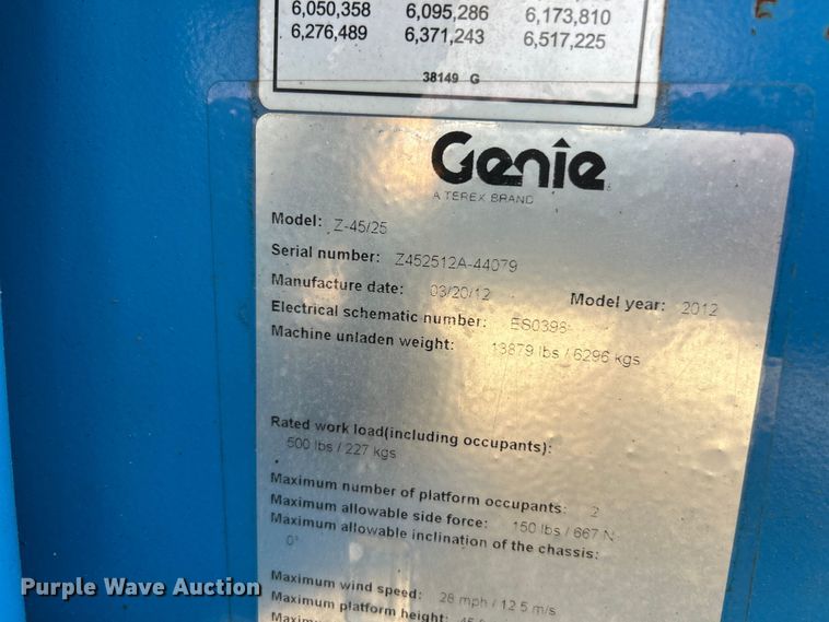 image for item FC5410 2012 Genie Z-45/25 boom lift
