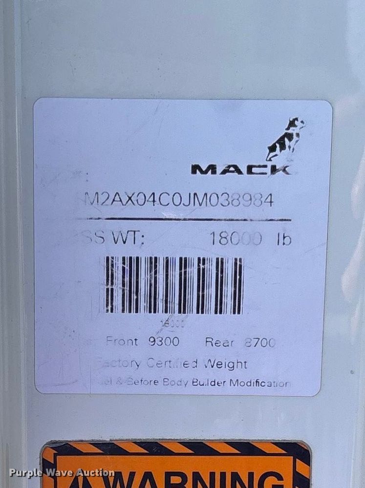 image for item FC5566 2018 Mack GU713 dump truck