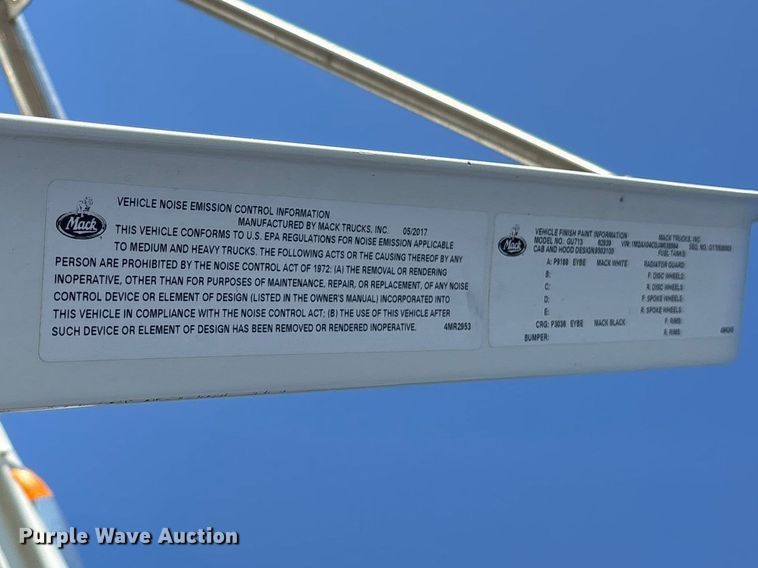 image for item FC5566 2018 Mack GU713 dump truck