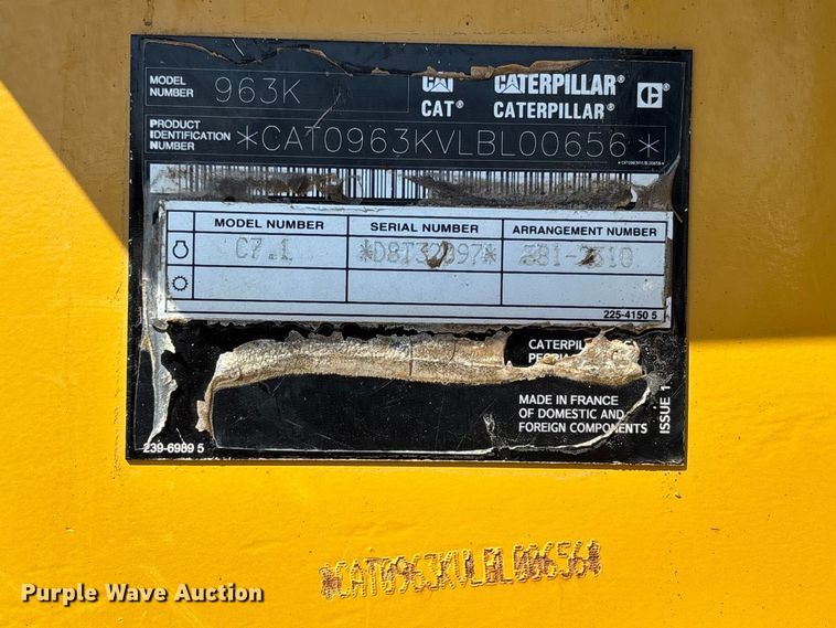image for item FC5570 2018 Caterpillar 963K track loader