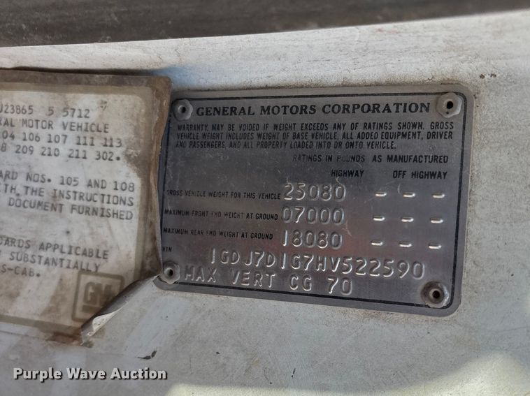 image for item FG0225 1987 GMC 7000 utility / service truck