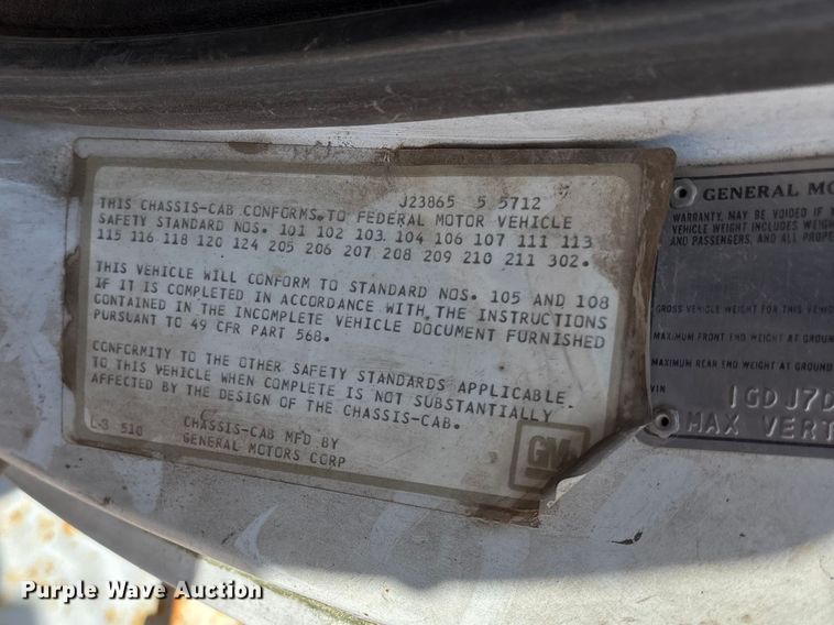 image for item FG0225 1987 GMC 7000 utility / service truck