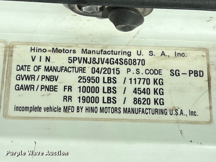 image for item FG2814 2016 Hino 268 utility / service truck