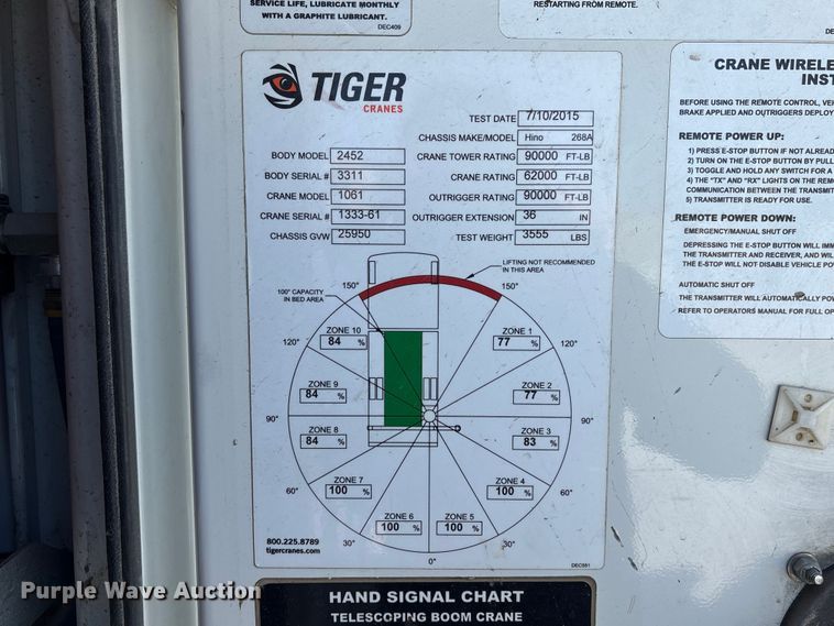 image for item FG2814 2016 Hino 268 utility / service truck