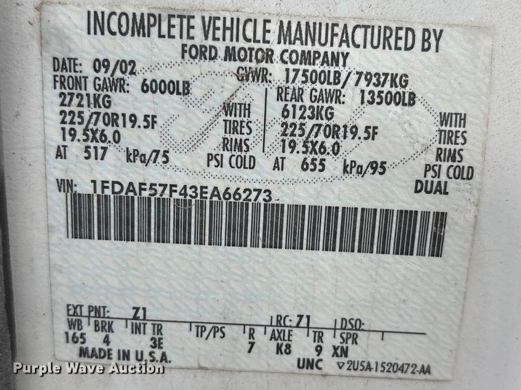 image for item FG2839 2003 Ford F550 bucket truck