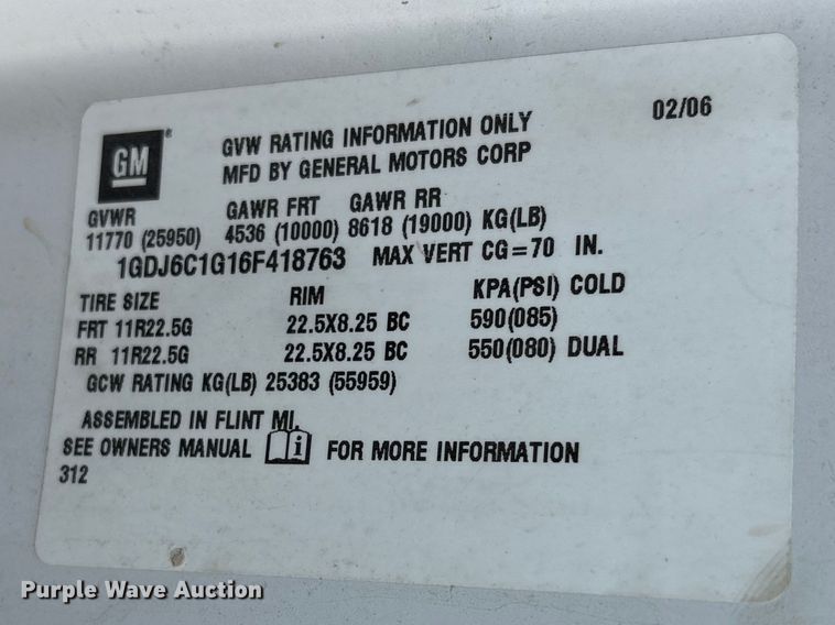 image for item FG2872 2006 GMC C6500 flatbed truck