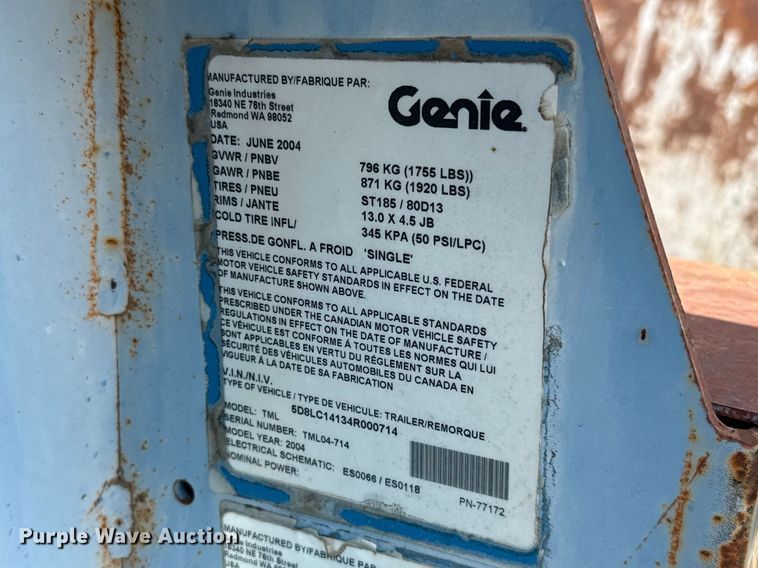 image for item FH6594 2004 Genie TML-4000N light plant