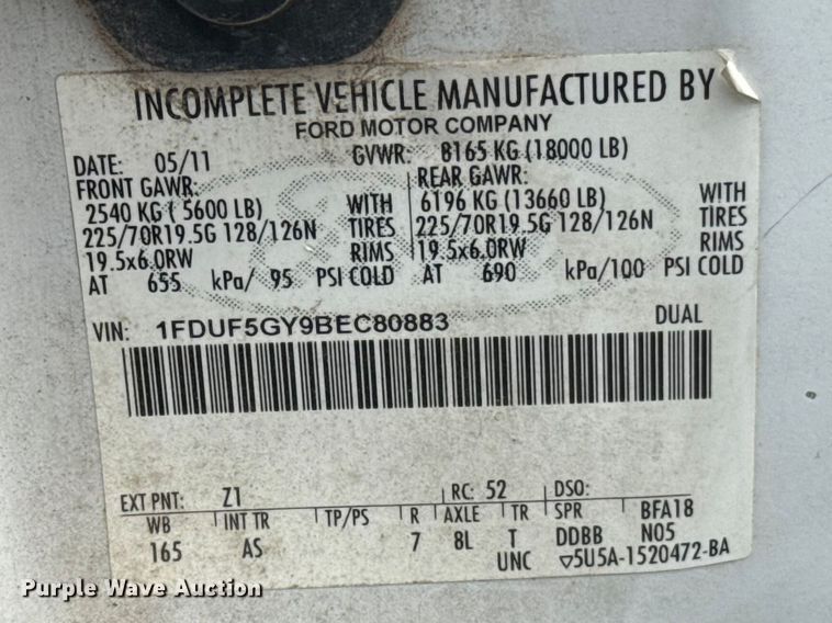 image for item FH6598 2011 Ford F550 Super Duty utility / service truck