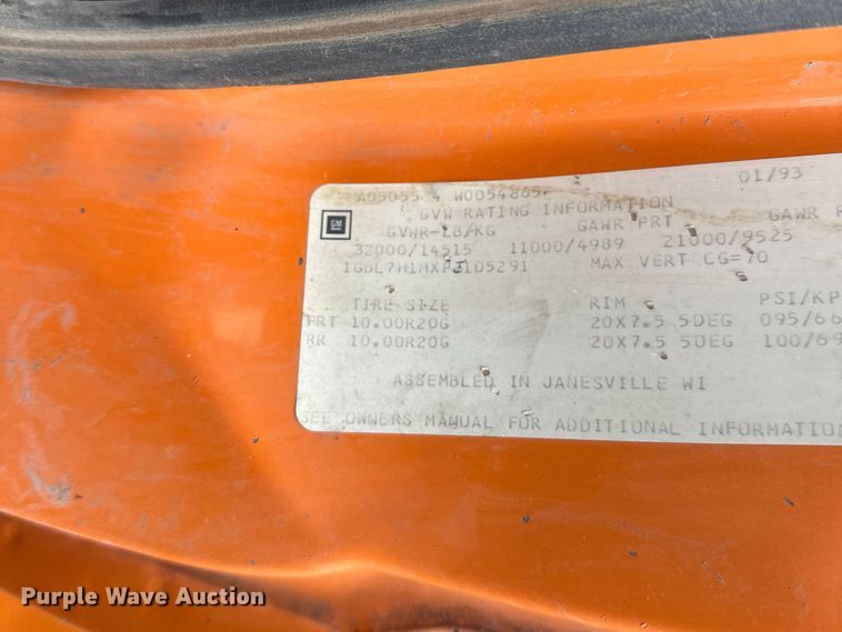 image for item FK0054 1993 Chevrolet Kodiak C7500 utility / service truck