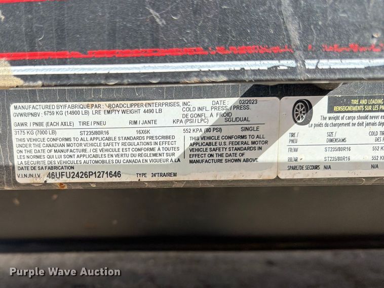 image for item FK0065 2023 Roadclipper equipment trailer