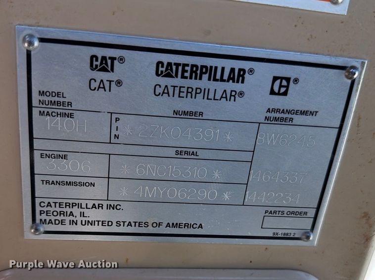 image for item FK0073 1999 Caterpillar 140H motor grader