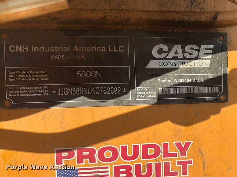 image for item FK1855 2020 Case 580SN backhoe