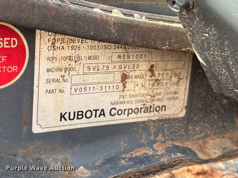 image for item NK9198 2014 Kubota SVL90-2 skid steer loader