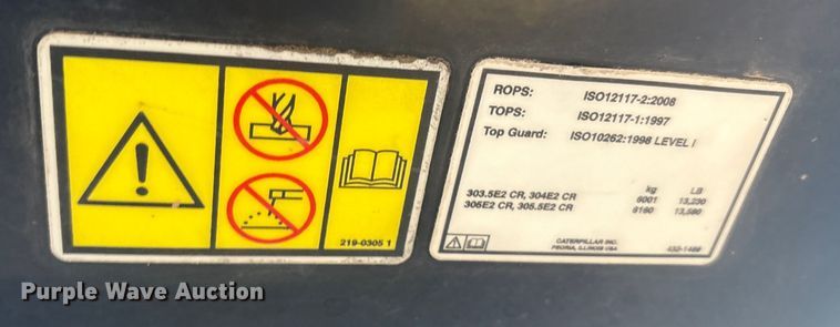 image for item YA1454 2016 Caterpillar 304E2 CR mini excavator