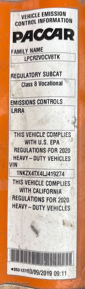 image for item YA2031 2020 Kenworth T880 dump truck
