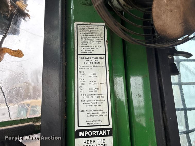 image for item YA2205 2009 John Deere 843J feller buncher