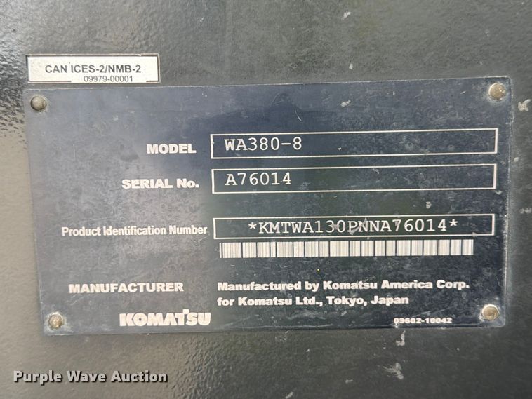 image for item YA2642 2023 Komatsu WA380-8 wheel loader