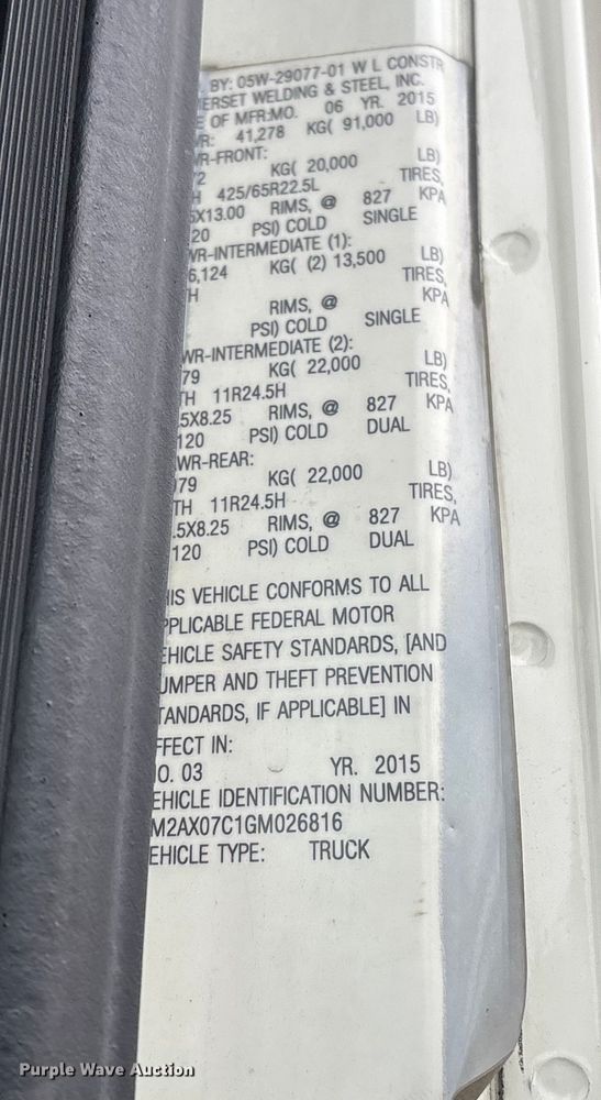 image for item YA2645 2016 Mack GU713 dump truck